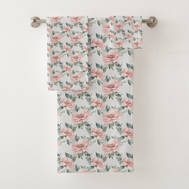Conjunto De Toalhas Chic Despojado Floral Rosa Flores Botânico (Insitu)