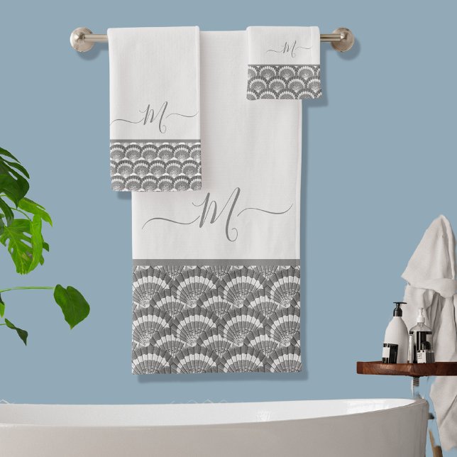 Conjunto De Toalhas Chic Elegante de Shell de Célula de Cinzas Tropica (Criador carregado)