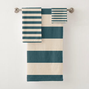 Conjunto De Toalhas Chic Emerald Off-White Striped