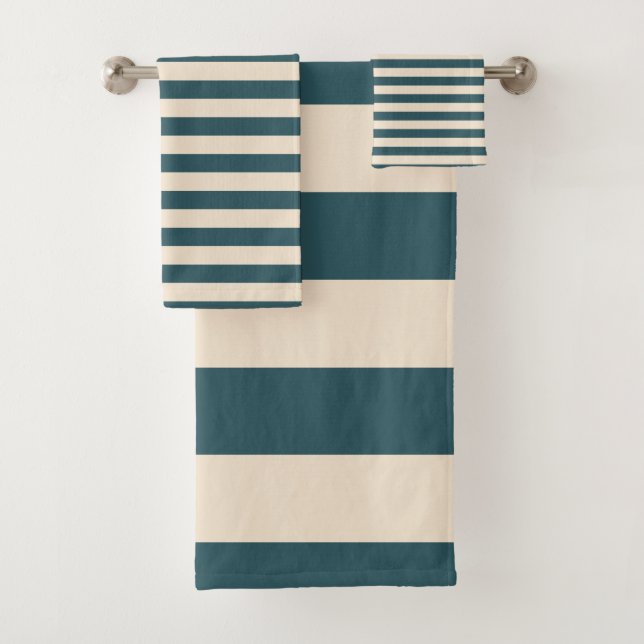 Conjunto De Toalhas Chic Emerald Off-White Striped (Insitu)