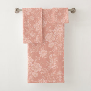Conjunto De Toalhas Chic Floral Romântico Damask-Peach