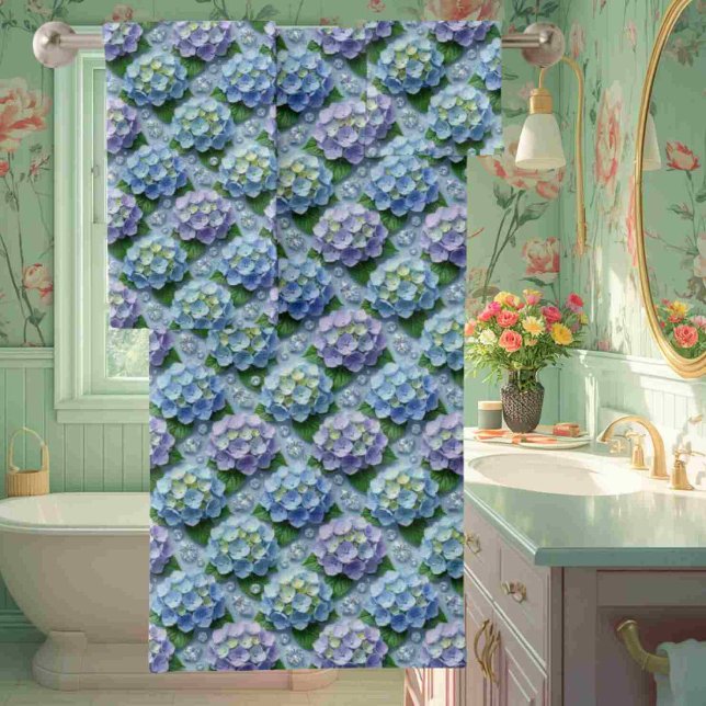 Conjunto de Toalhas Chic Hydrangeas e Diamantes (Criador carregado)