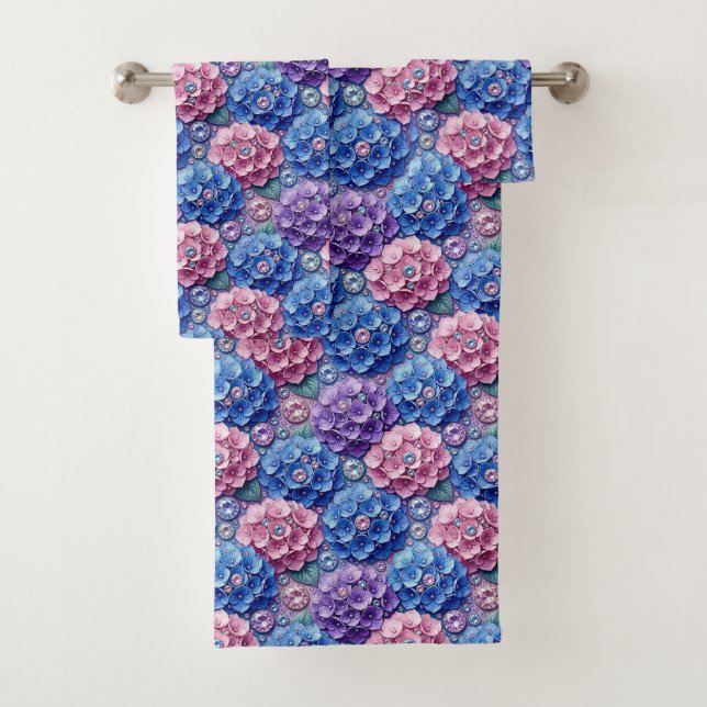 Conjunto de Toalhas Chic Hydrangeas e Diamantes (Insitu)