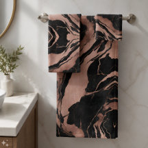 Chic Moderno Mármore Preto e Dourado Rosa
