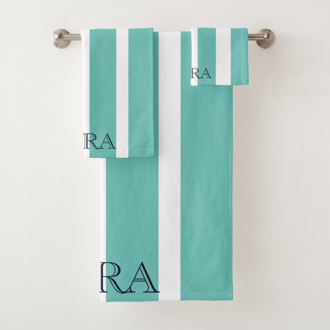 Conjunto De Toalhas Chic Monogramado Verde Sage Revestido (Insitu)