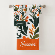 Chic Orange Spring Flowers Botanical Pattern Name