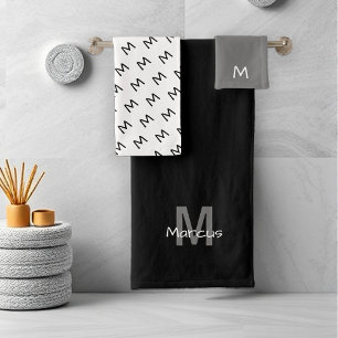 Conjunto De Toalhas Chic preto monograma