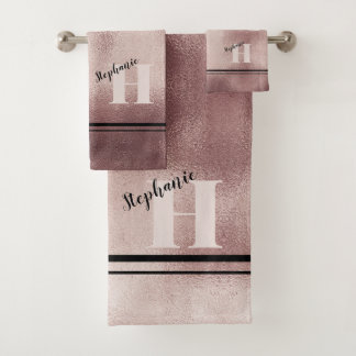 Conjunto De Toalhas Chic Teal Brutado Metal Monograma Elegante T