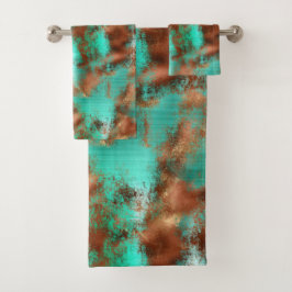 Conjunto De Toalhas Chic Teal Copper Boho