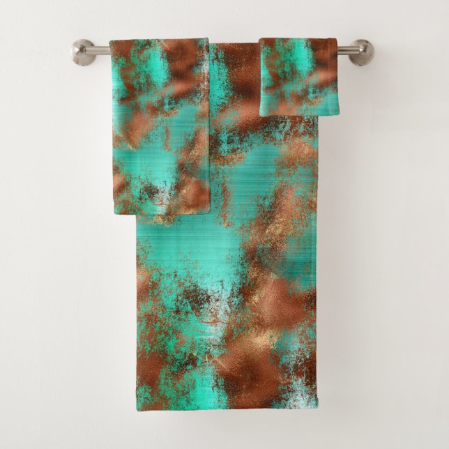 Conjunto De Toalhas Chic Teal Copper Boho (Insitu)