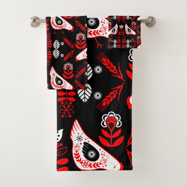 Conjunto De Toalhas Chicken Hen Folk Art (Insitu)