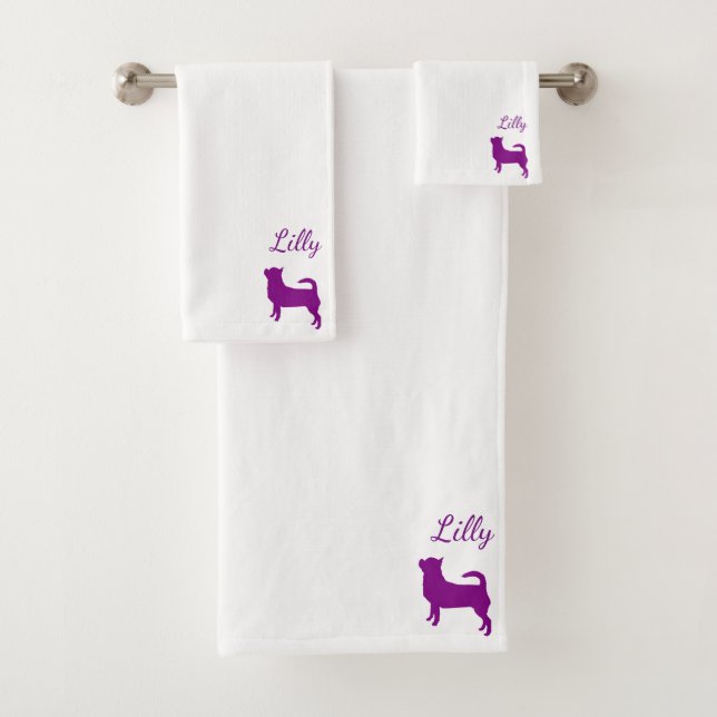 Conjunto de Toalhas Chihuahua Roxo (Insitu)