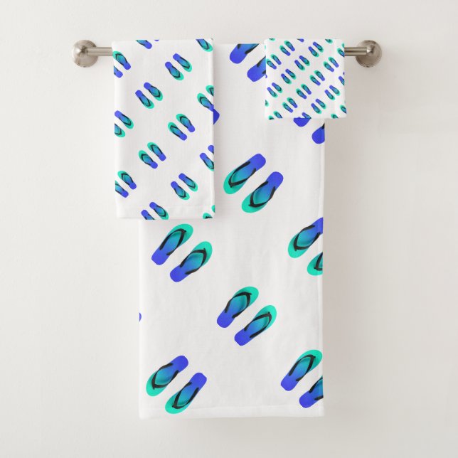 Conjunto De Toalhas Chinelos Azuis para Crianças Brancos  (Insitu)