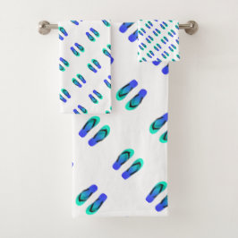 Conjunto De Toalhas Chinelos Azul de Criança Branco 