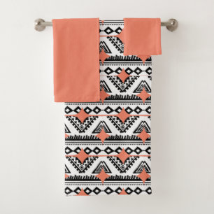 Conjunto De Toalhas chinelos de padrão aztec de esmagamento de pêssego