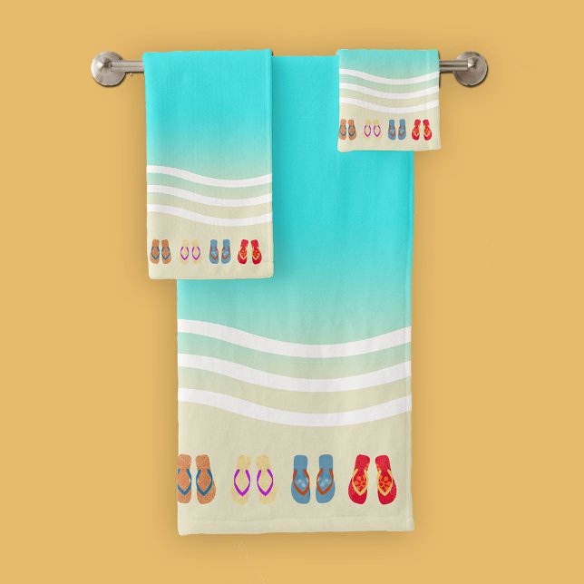 Conjunto De Toalhas Chinelos Summer Beach Waves (Criador carregado)