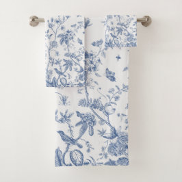 Conjunto De Toalhas Chinoiserie azul e branca clássica