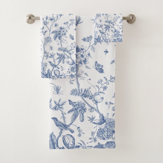 Conjunto De Toalhas Chinoiserie azul e branca clássica (Insitu)