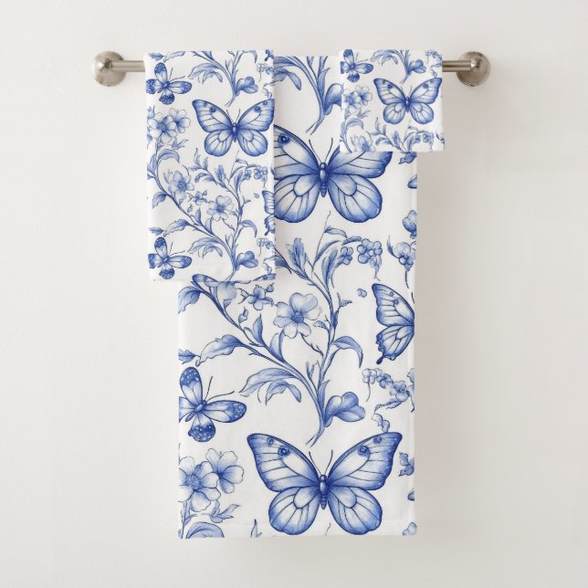 Conjunto De Toalhas Chinoiserie Toile De Jouy Pattern (Insitu)
