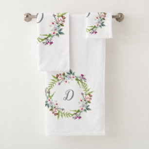 Conjunto De Toalhas Chique floral elegante do monograma colorido