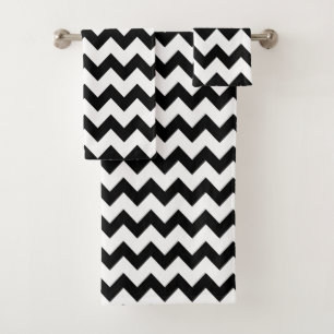 Conjunto De Toalhas Chique preto e branco de Chevron