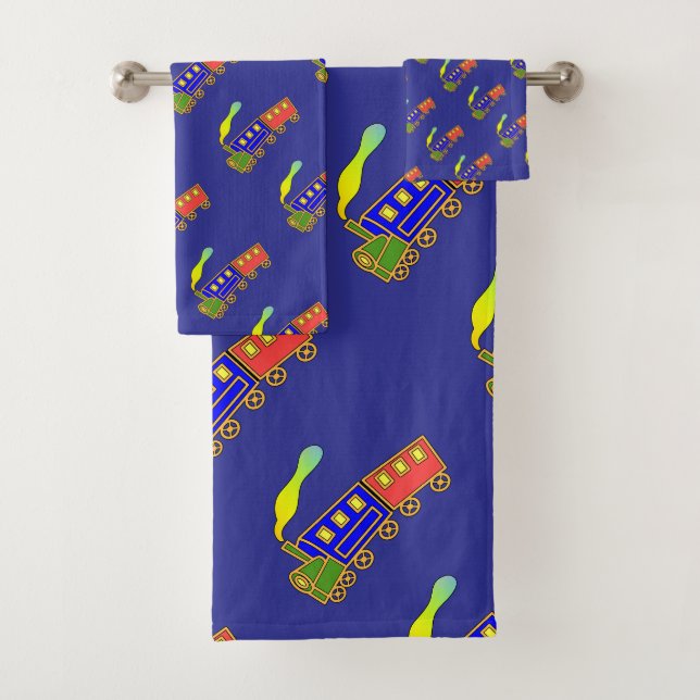 Conjunto De Toalhas Choo Choo Train Kids Blue (Insitu)