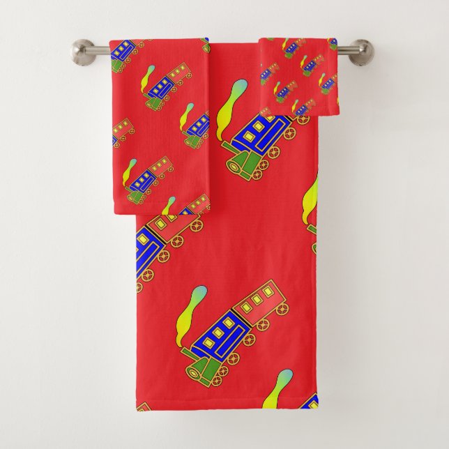 Conjunto De Toalhas Choo Choo Train Kids Red (Insitu)