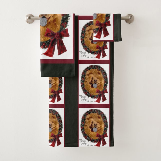 Conjunto De Toalhas Chow Chow Amava Natal (Insitu)