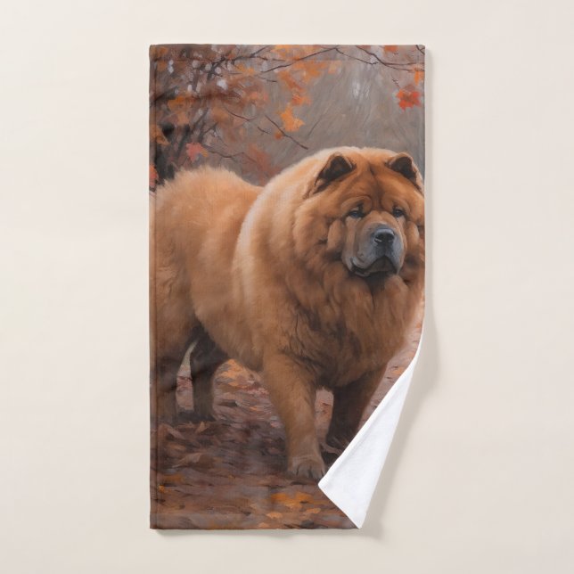 Conjunto De Toalhas Chow Chow em Autumn Leaves Cai Inspire (Toalha de mão)