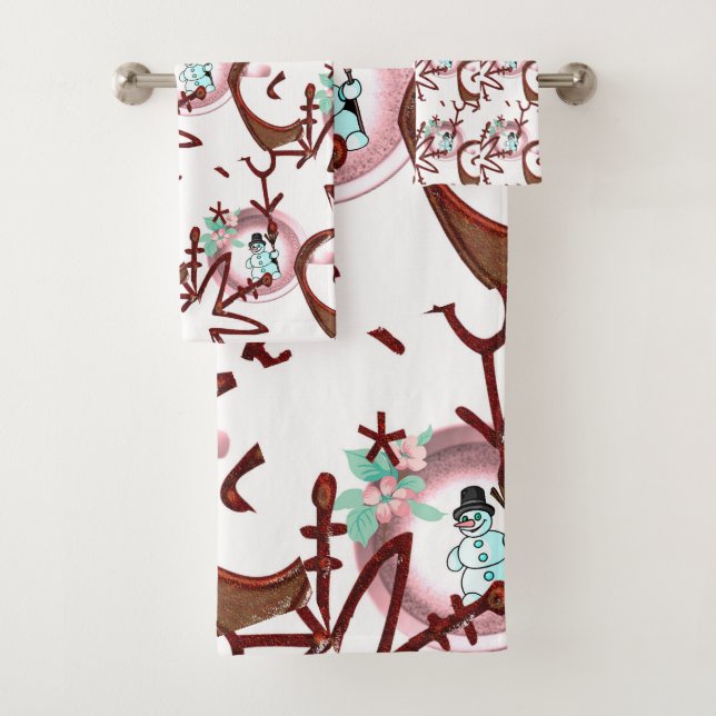 Conjunto De Toalhas Christmas Bath Towel Sets, Snowman (Insitu)