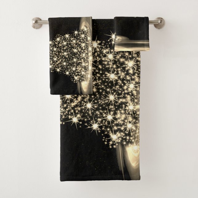 Conjunto De Toalhas Christmas Party Golden Shiny Tree Winter Black (Insitu)