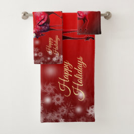 Conjunto De Toalhas Christmas Party Red Reindeer Winter Holidays