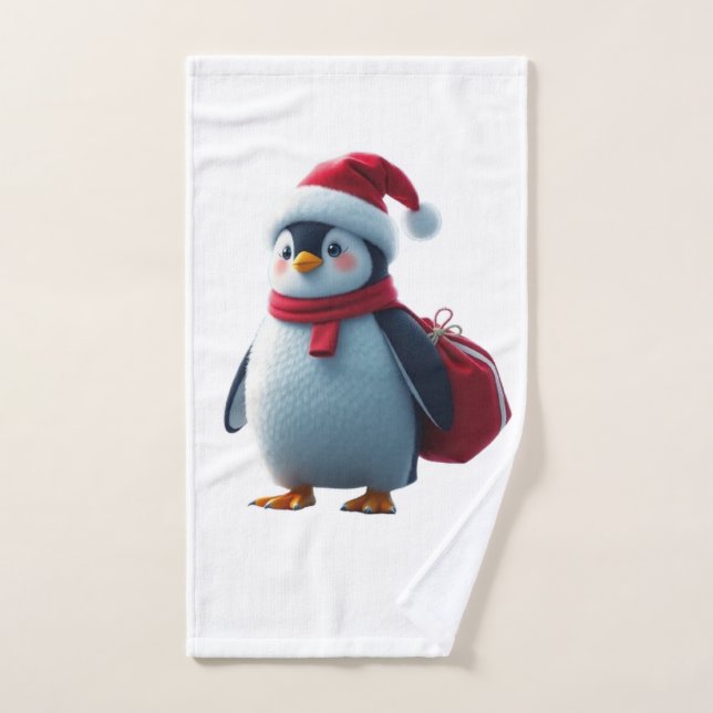 Conjunto De Toalhas Christmas penguin (Toalha de mão)
