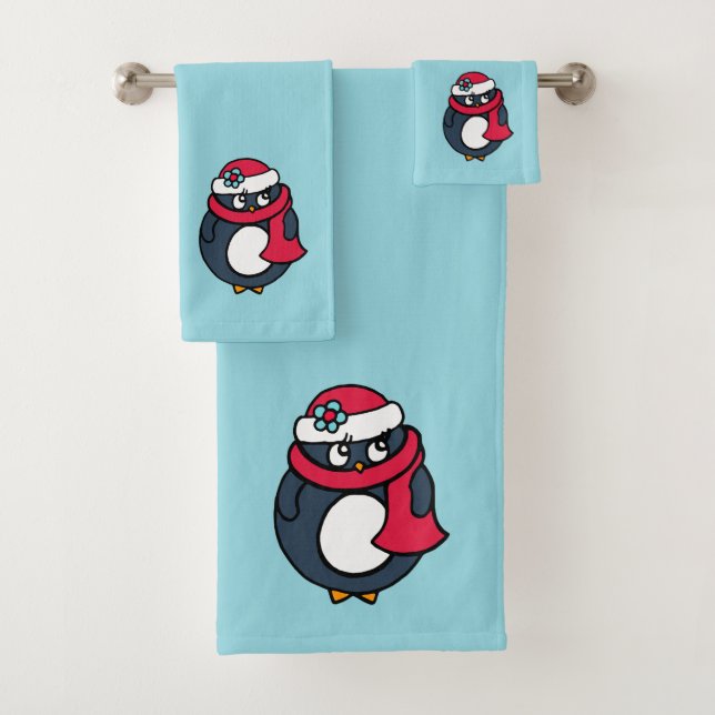 Conjunto De Toalhas Christmas Penguin Towel Set  (Insitu)