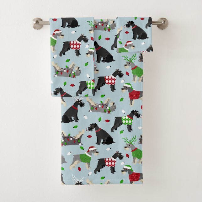 Conjunto De Toalhas Christmas Schnauzer (Insitu)