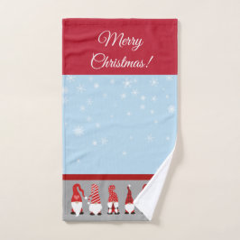 Conjunto De Toalhas Christmas with Gnomes Blue Red and Gray 