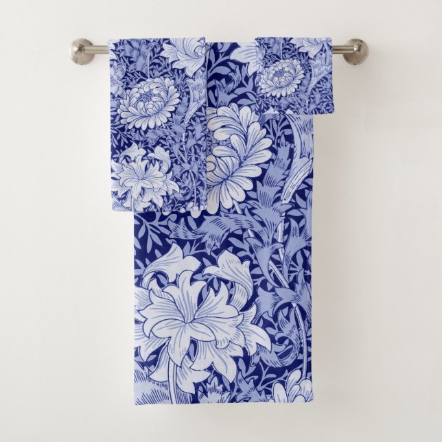 Conjunto De Toalhas Chrysanthemum Blue, William Morris (Insitu)