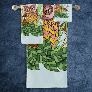 Conjunto De Toalhas Chuva de Cogumelo da Família Coruja