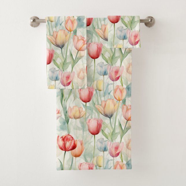 Conjunto De Toalhas Chuva de Noiva Flores Tulipa Amarela Vermelha Faze (Insitu)