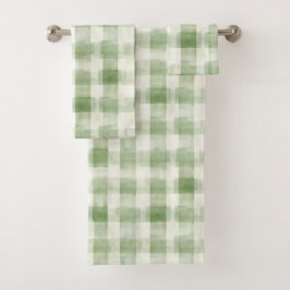 Conjunto De Toalhas Chuva de Noiva Xadrez Verde Fazenda Creme
