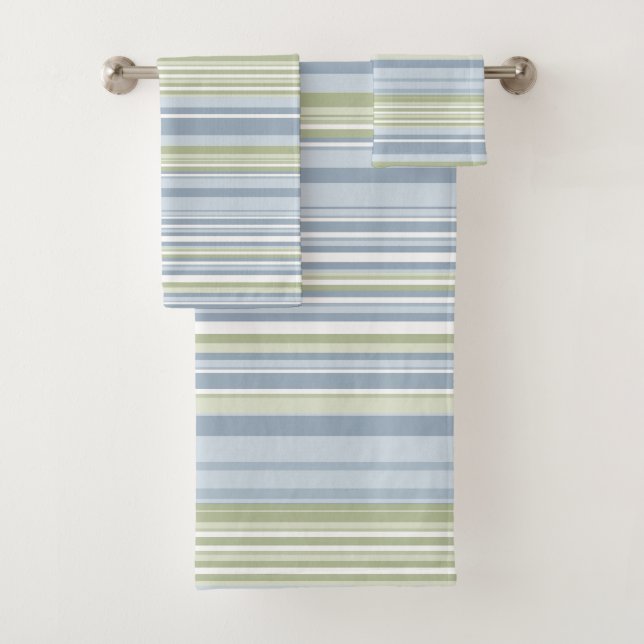 Conjunto De Toalhas Chuva de Primavera e Listras Tropicais Azuis (Insitu)
