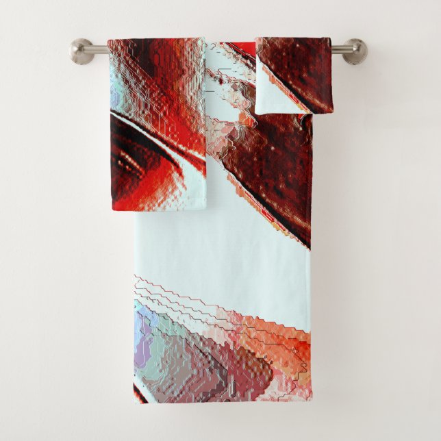 Conjunto De Toalhas Ciano claro e vermelho forte (Insitu)