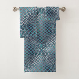 Conjunto De Toalhas Ciano desenhado que parece um emaranhado de redes