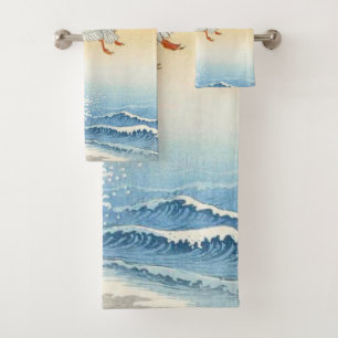 Conjunto De Toalhas Cinco gaivotas sobre o mar turbulento de Ohara Kos