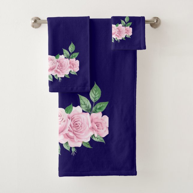 Conjunto De Toalhas Cinco Rosas Rosadas (Insitu)