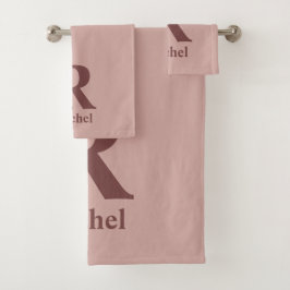 Conjunto De Toalhas Cinnamon Rosa inicial/nome/família