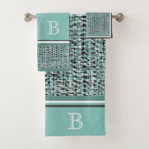 Conjunto De Toalhas Cinza Chic Seafoam Blue Green Boucle Padrão Perso