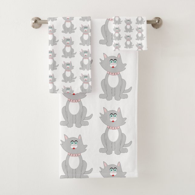 Conjunto De Toalhas Cinza de Gato de Design (Insitu)