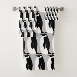 Conjunto De Toalhas Cinza de Pinguin Preto
