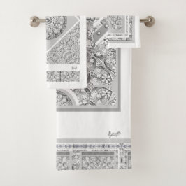 Conjunto De Toalhas Cinza de rendas cerâmicas